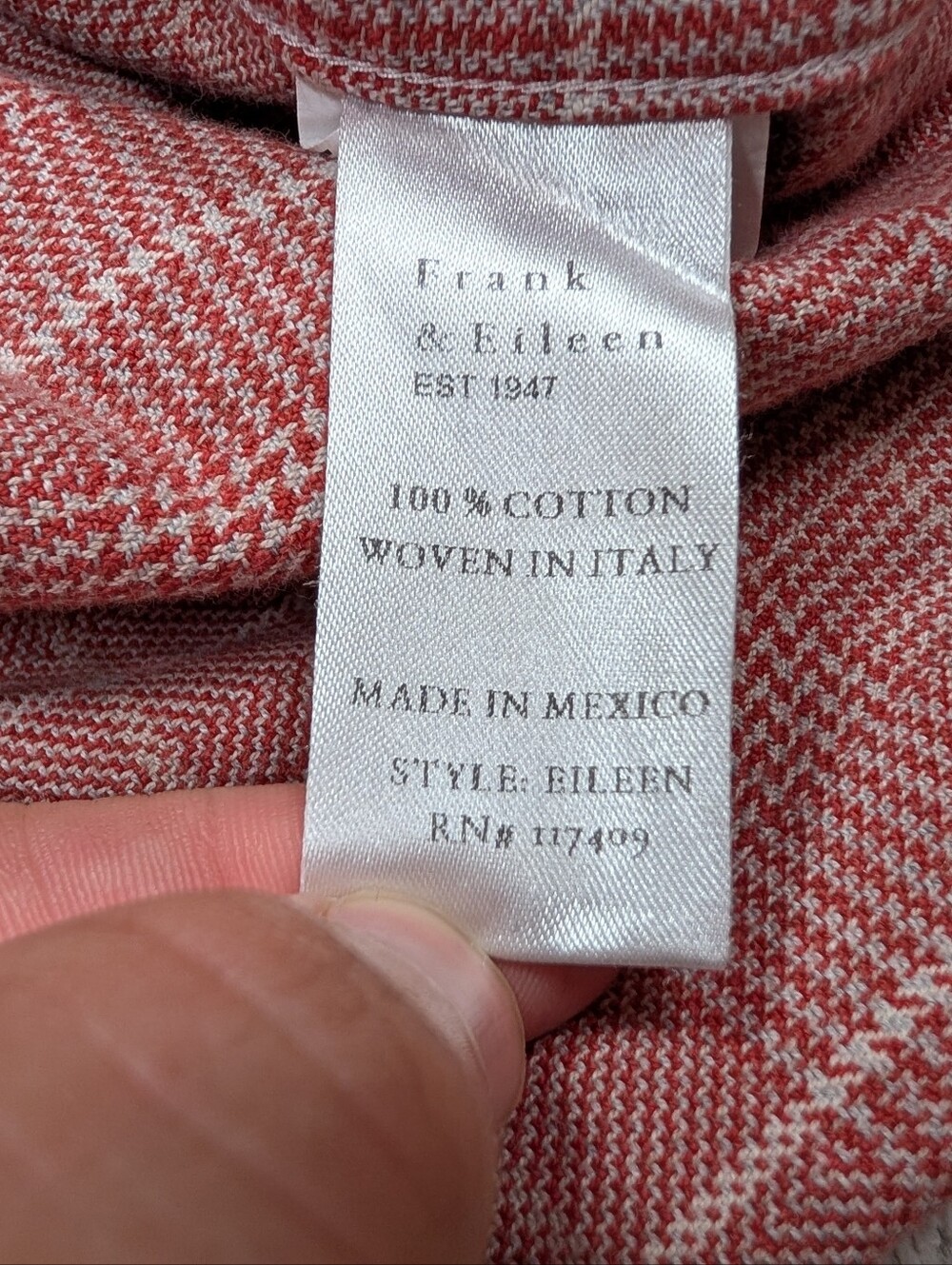 Frank & Eileen Shirt Womens L Red Plaid Eileen Relaxed Button Up Italian Flannel - Picture 6 of 7